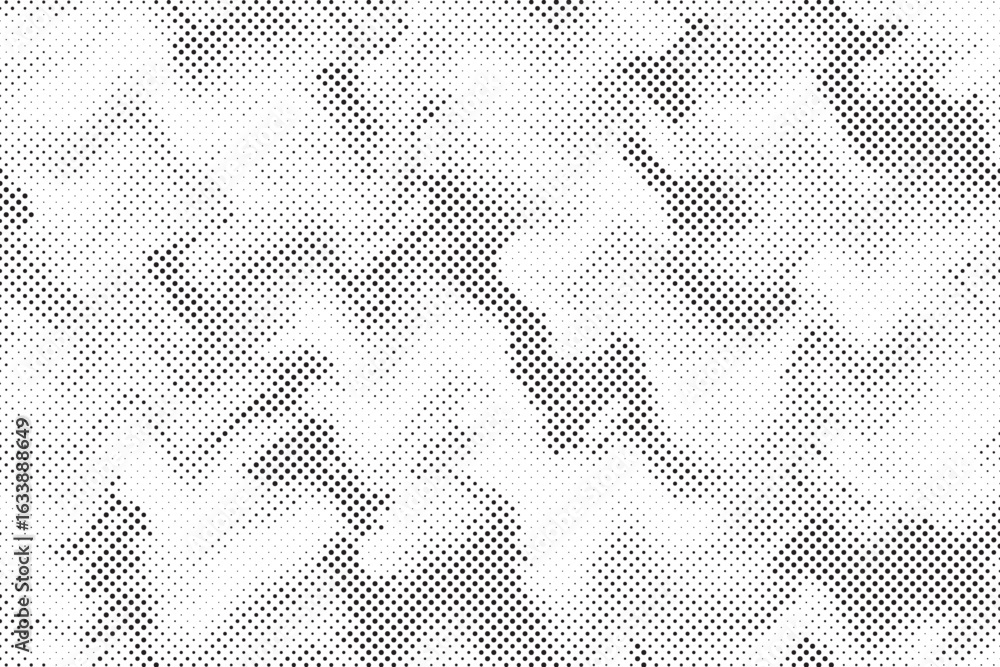 Poster abstract halftone monochrome background with wavy dots of different size. simple grunge gradient dot