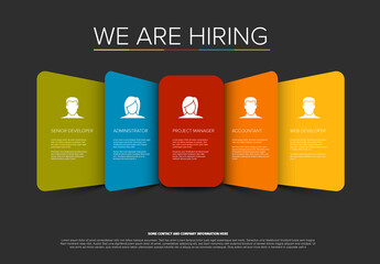 We Are Hiring Job Opening Positions Dark Design Template with Position Names and Descriptions