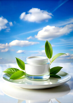Luxury Skincare Scene with Natural Elements