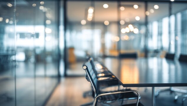 Blurred view of modern office meeting room