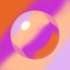 The sphere reflects the blurred orange, pink, and purple gradients, creating a futuristic and mesmerizing visual.