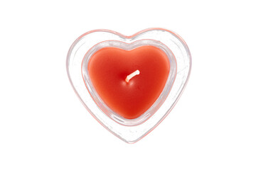 red candle heart top view isolated on white or transparent png