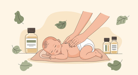 Obraz premium Gentle Touch Of Mother's Massage Oil For Baby Relaxation And Wellness
