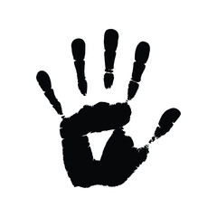 Black handprint vector illustration human palm print isolated graphic fingerprint symbol stop gesture