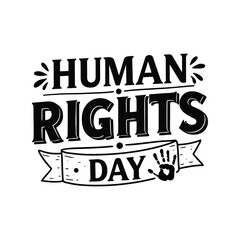 Human rights day hand drawn lettering with palm symbol celebration graphic