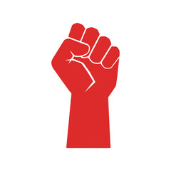 Red fist raised in protest vector illustration symbol of power revolution and activism