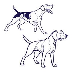 Sleek Hunter Dog – Line Art Style for Apparel