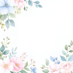 繊細なパステルカラーの花の縁取りフレーム