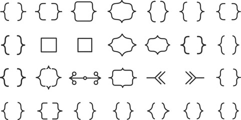 Elegant bracket frame design elements for graphic applications