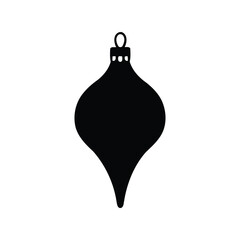 Black christmas bauble silhouette festive ornament holiday decoration isolated vector graphic