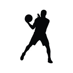 Basketball player silhouette athlete dribbling ball sports action dynamic movement isolated vector