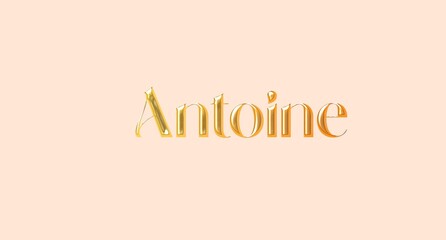 Antoine name. Golden Name illustration. Colorful gradient graphic vector typography with removable background. 3D Separate european french name.