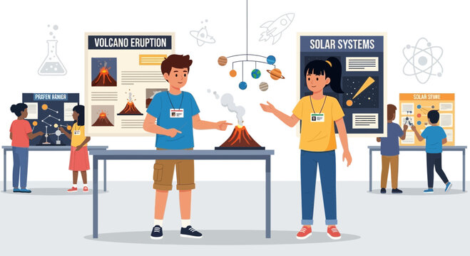 Interactive Science Fair Exhibition Featuring Student Projects And Presentations