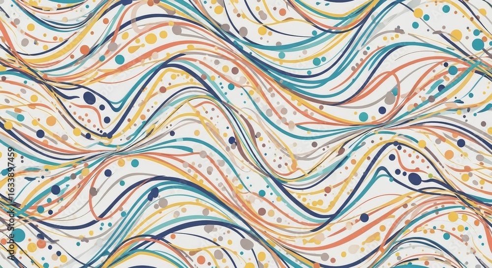 Aufkleber abstract flowing lines and colorful dots create a dynamic and artistic pattern, perfect for backgrou