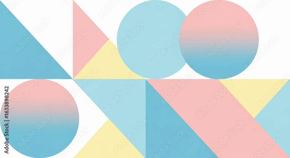 Poster geometric abstract background with soft pastel colors and gradients, creating a modern and stylish d