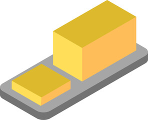 3d render of a gold bar chart. Cheese bar vector 