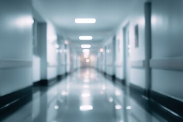 Blurry hospital hallway