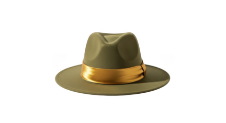 Classic fedora hat with a golden band on a dark background