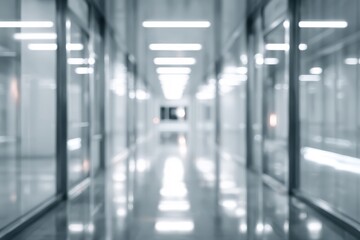 Fototapeta premium Blurry, modern office hallway