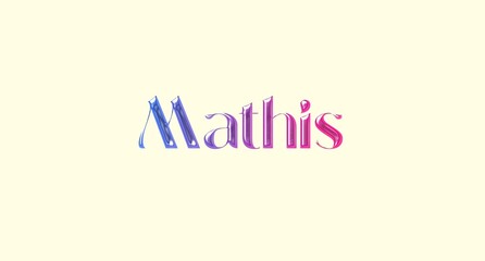 Mathis name. Golden Name illustration. Colorful gradient graphic vector typography with removable background. 3D Separate european french name.