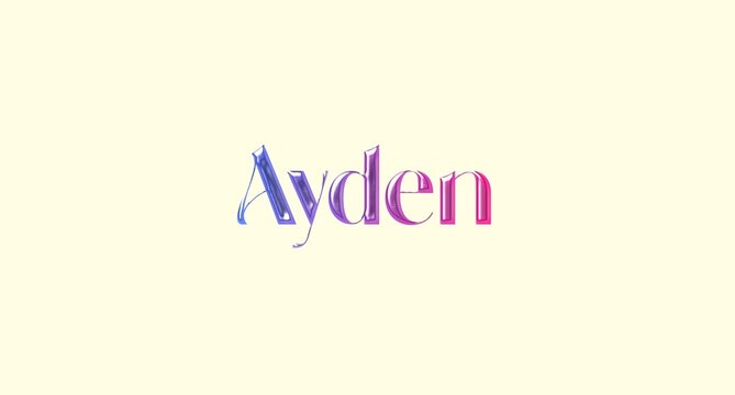 Ayden name. Golden Name illustration. Colorful gradient graphic vector typography with removable background. 3D Separate european french name.