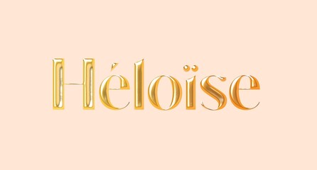 H&eacute;loise name. Golden Name illustration. Colorful gradient graphic vector typography with removable background. 3D Separate european french name.