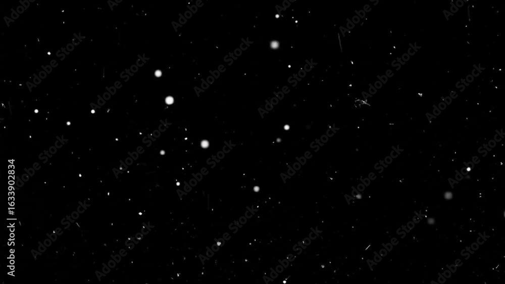 Poster abstract black background with floating white glowing particles