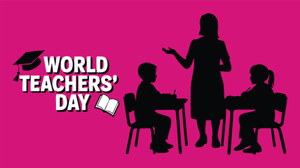 World Teachers Day Teacher Silhouettes with Students