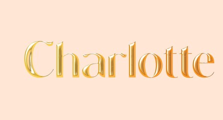 Charlotte name. Golden Name illustration. Colorful gradient graphic vector typography with removable background. 3D Separate european french name.