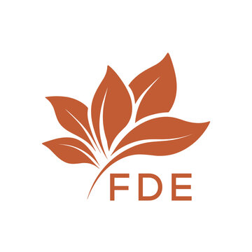 FDE Elegant Minimal Leaf Logo Design, Botanical Nature Logo with Text, FDE Later Logo, Modern Plant Symbol Branding
