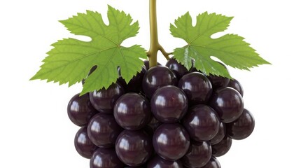 Fototapeta premium Ai generated image of purple grapes isolated on white background