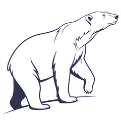 Obraz premium Minimalist Silhouette of a Polar Bear Standing on All Fours.