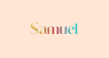 Samuel name. Golden boys Name illustration. Colorful gradient graphic vector typography with removable background. 3D Separate european french name.