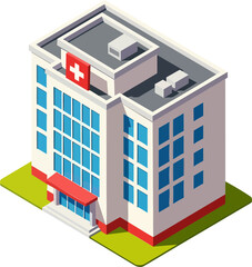 Hospital Vector Icon Set – Medical Facility, Health Services, and Building Symbols
