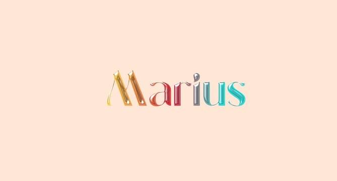 Marius name. Golden Name illustration. Colorful gradient graphic vector typography with removable background. 3D Separate european french name.