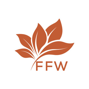 FFW Elegant Minimal Leaf Logo Design, FFW Later Logo, Botanical Nature Logo with Text, Clean Botanical Logo Design, Abstract Nature Brand Icon. 

