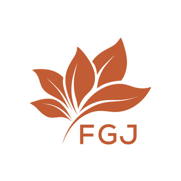 FGJ Elegant Minimal Leaf Logo Design, Botanical Nature Logo with Text, FGJ Later Logo, Modern Plant Symbol Branding
