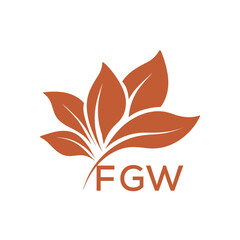 FGW Elegant Minimal Leaf Logo Design, FGW Later Logo, Botanical Nature Logo with Text, Clean Botanical Logo Design, Abstract Nature Brand Icon. 
