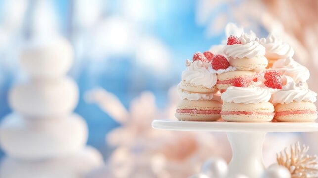 Delightful pastries displayed on a stand at a festive winter gathering