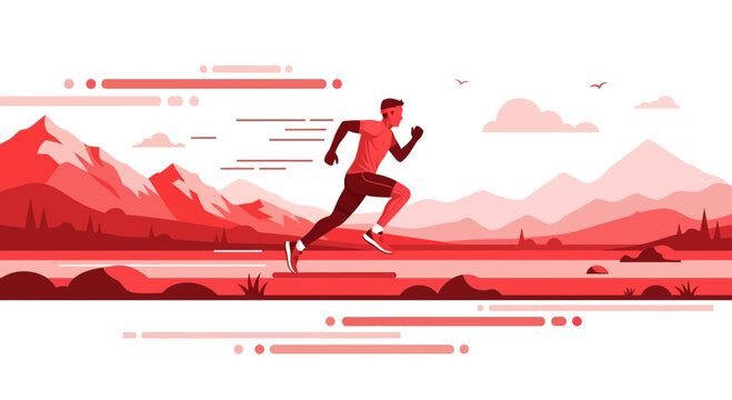 Marathon Runner In Monochromatic Landscape Displaying Stamina And Perseverance