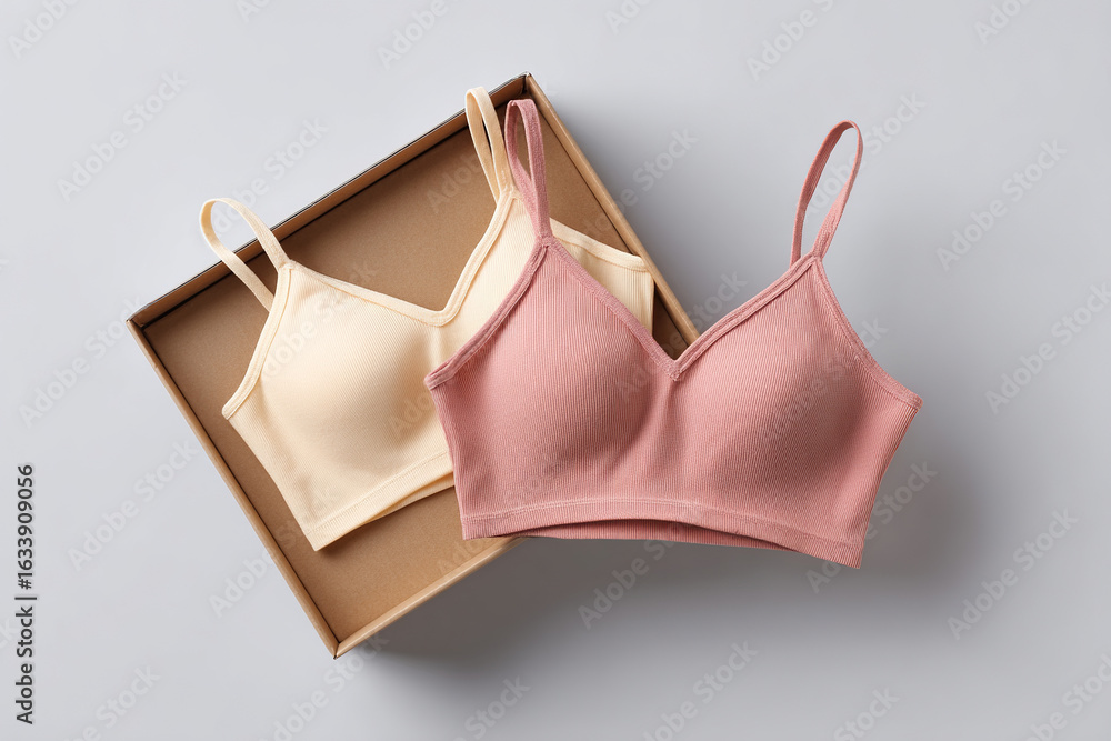 Poster soft and comfortable bralettes displayed in a simple box, perfect for everyday wear with light suppo
