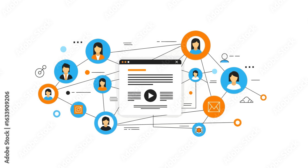 Wall mural online community connecting people using digital platforms for networking solution