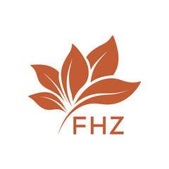 FHZ Elegant Minimal Leaf Logo Design, FHZ Later Logo, Botanical Nature Logo with Text, Clean Botanical Logo Design, Abstract Nature Brand Icon. 
