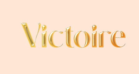 Victoire name. Golden boys Name illustration. Colorful gradient graphic vector typography with removable background. 3D Separate european french name.