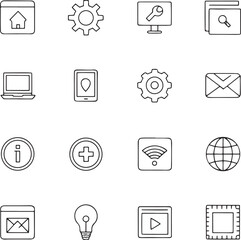 Web and Digital Communication Line Icon Set