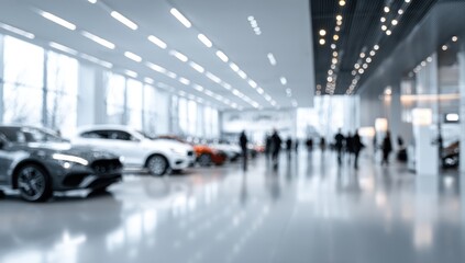Fototapeta premium Blurred view of a car dealership