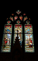 Stained glass in  Saint-Gilles church, Vitraux, Saint-Gilles-Croix-de-Vie, Vendée, France