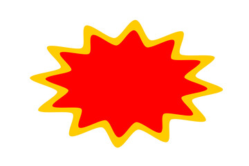 Vibrant red and yellow starburst badge icon for promo stickers, labels, and sale graphics