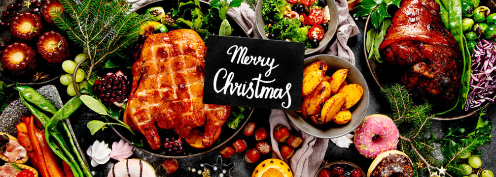 Christmas holidays table setting concept