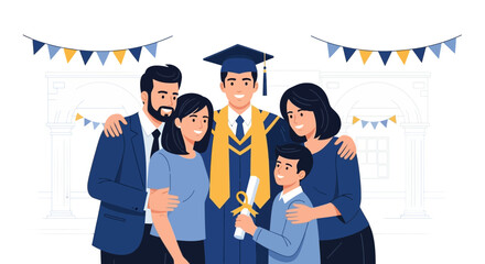 Proud Family Celebrates Young Man Graduation Achievement Milestone Ceremony Moment